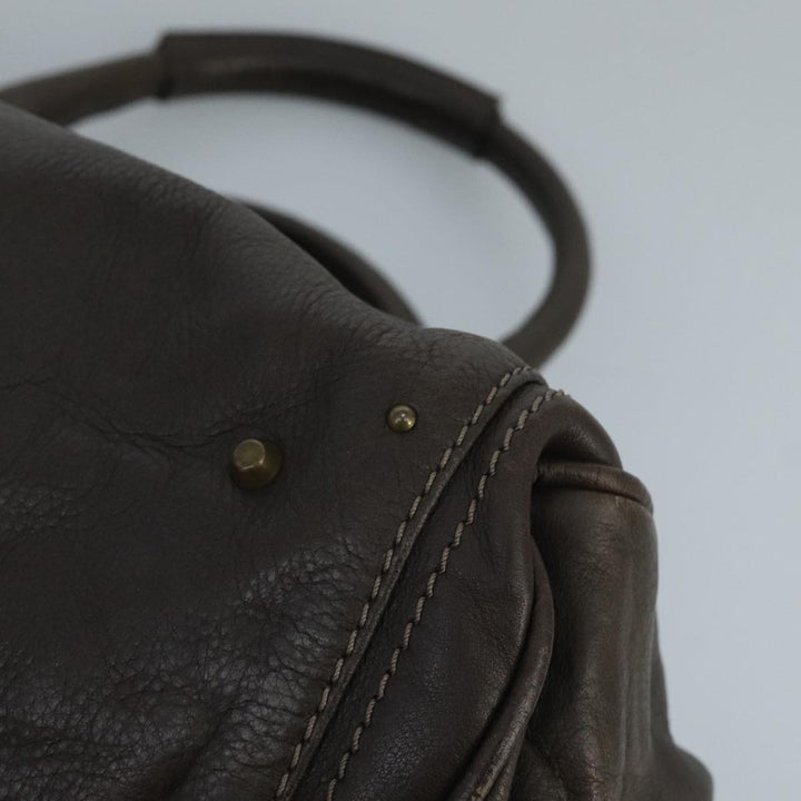 Chloe Paddington Hand Bag Leather Brown Gold Silver am7143