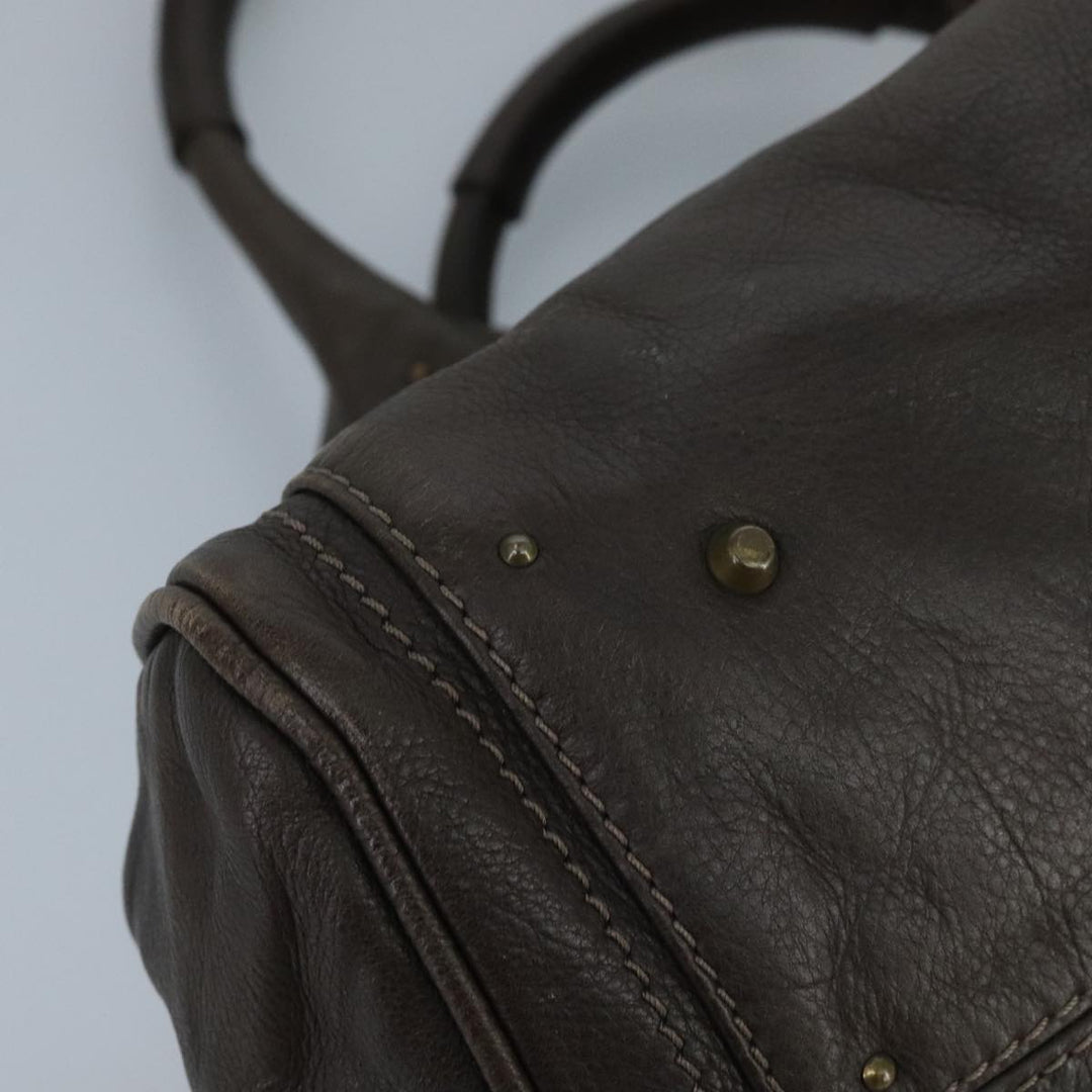 Chloe Paddington Hand Bag Leather Brown Gold Silver am7143
