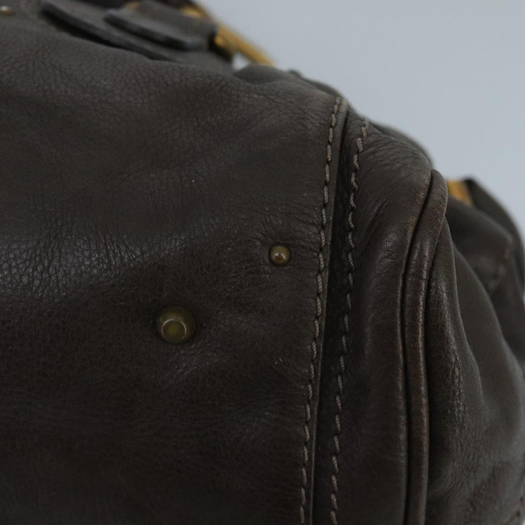 Chloe Paddington Hand Bag Leather Brown Gold Silver am7143