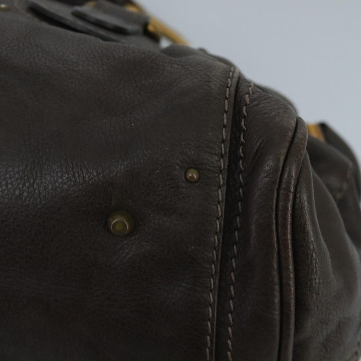 Chloe Paddington Hand Bag Leather Brown Gold Silver am7143