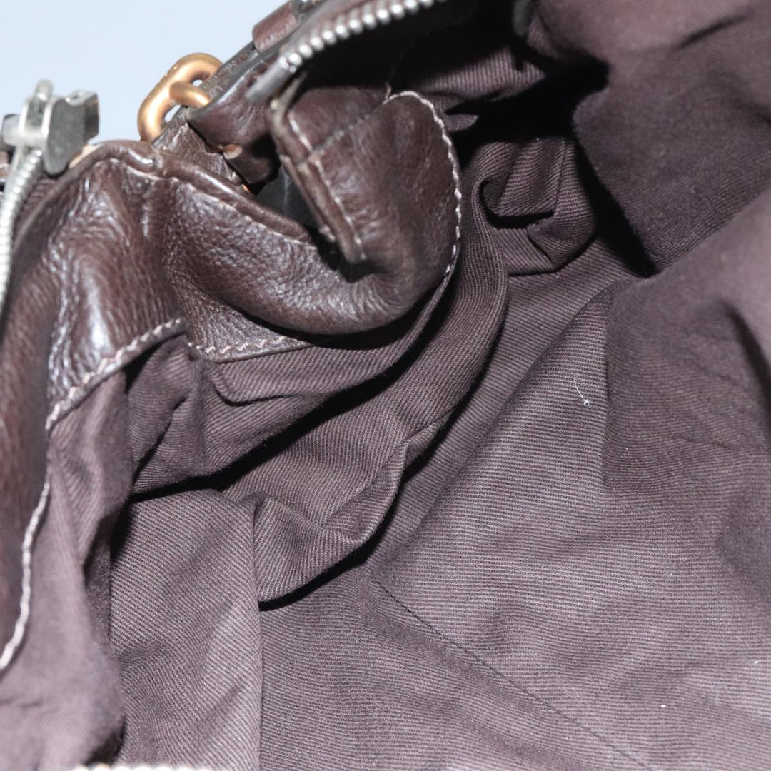 Chloe Paddington Hand Bag Leather Brown Gold Silver am7143