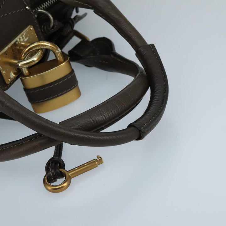 Chloe Paddington Hand Bag Leather Brown Gold Silver am7143