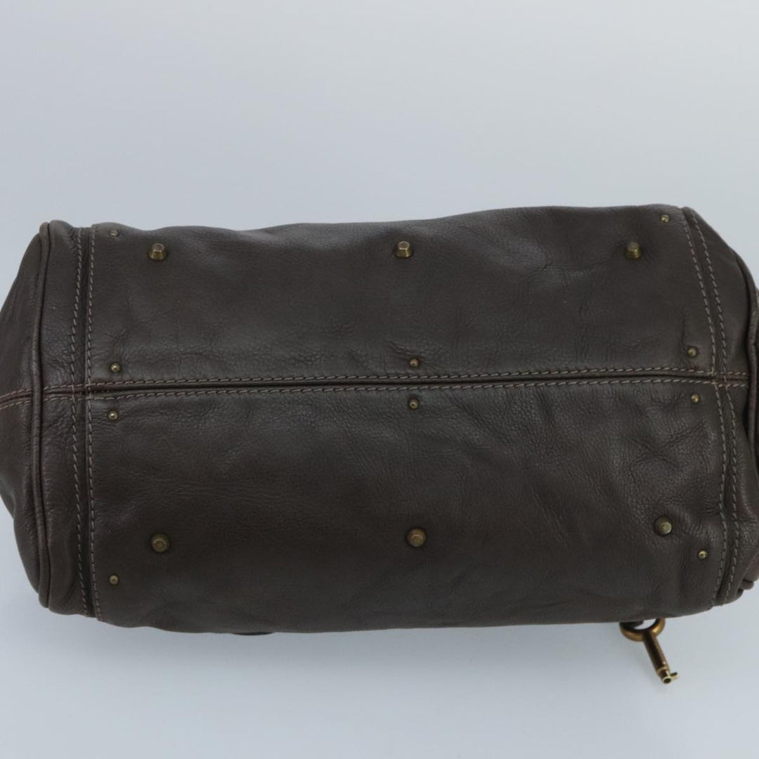 Chloe Paddington Hand Bag Leather Brown Gold Silver am7143