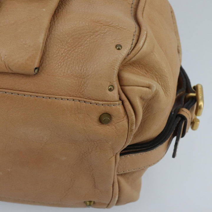 Chloe Paddington Hand Bag Leather Brown Gold Silver am7146