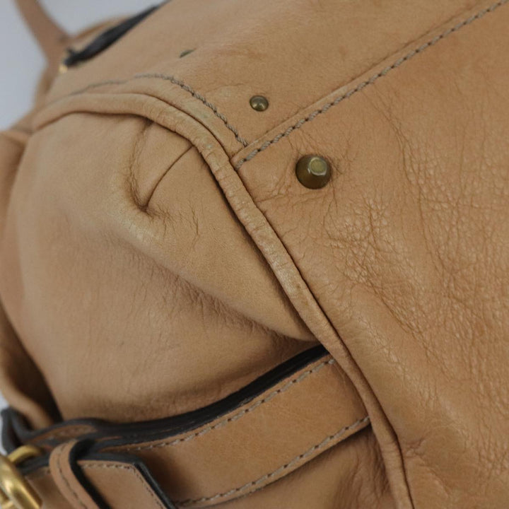 Chloe Paddington Hand Bag Leather Brown Gold Silver am7146