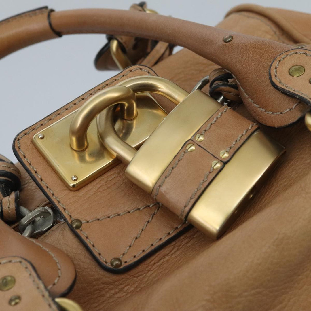 Chloe Paddington Hand Bag Leather Brown Gold Silver am7146