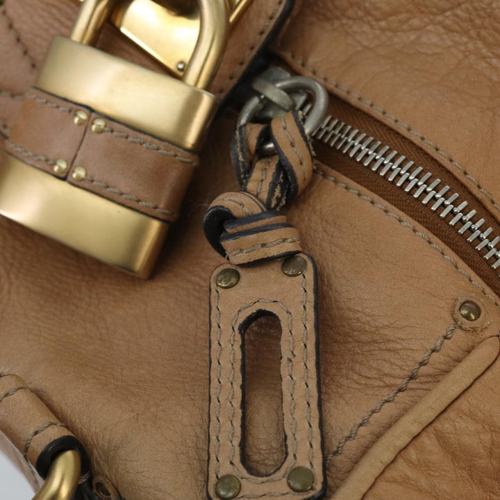 Chloe Paddington Hand Bag Leather Brown Gold Silver am7146