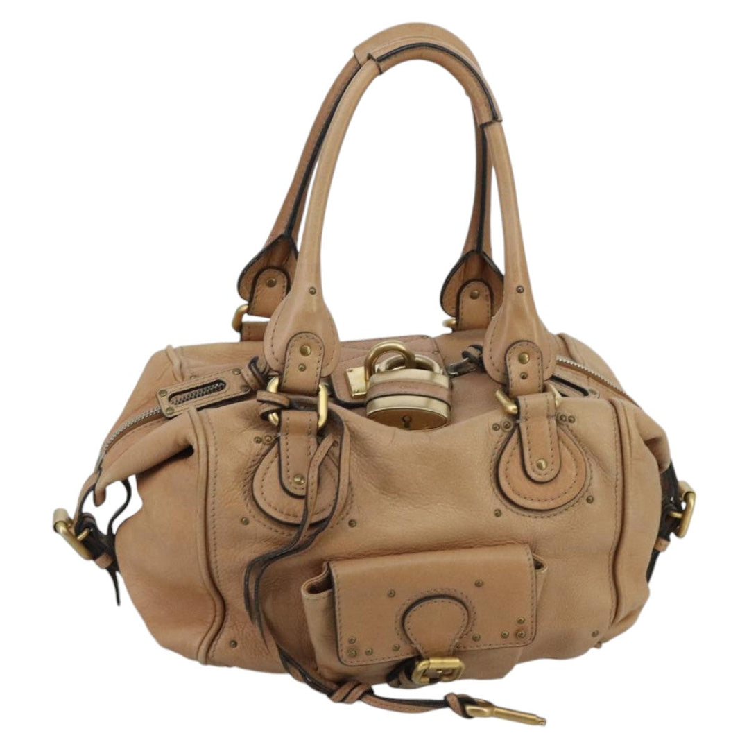 Chloe Paddington Hand Bag Leather Brown Gold Silver am7146
