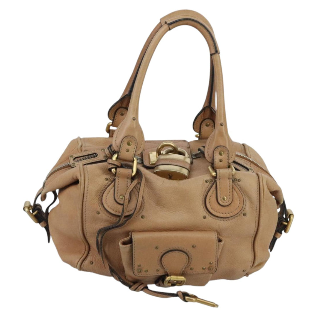 Chloe Paddington Hand Bag Leather Brown Gold Silver am7146