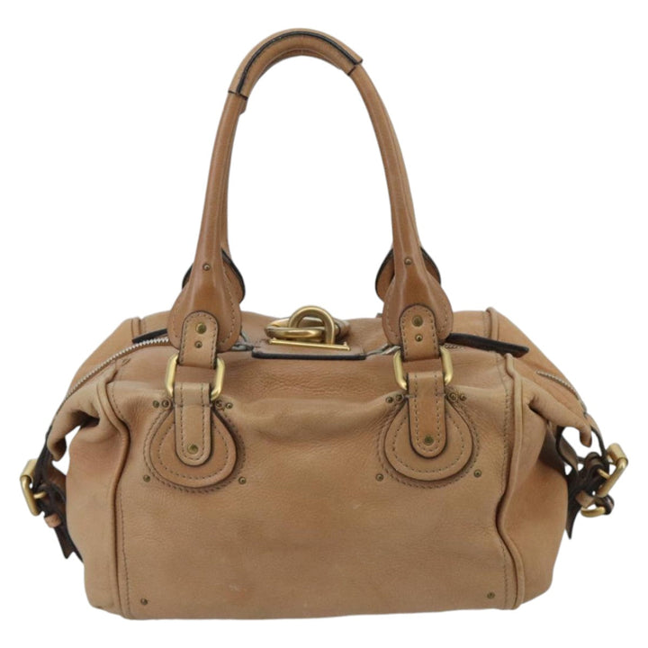 Chloe Paddington Hand Bag Leather Brown Gold Silver am7146