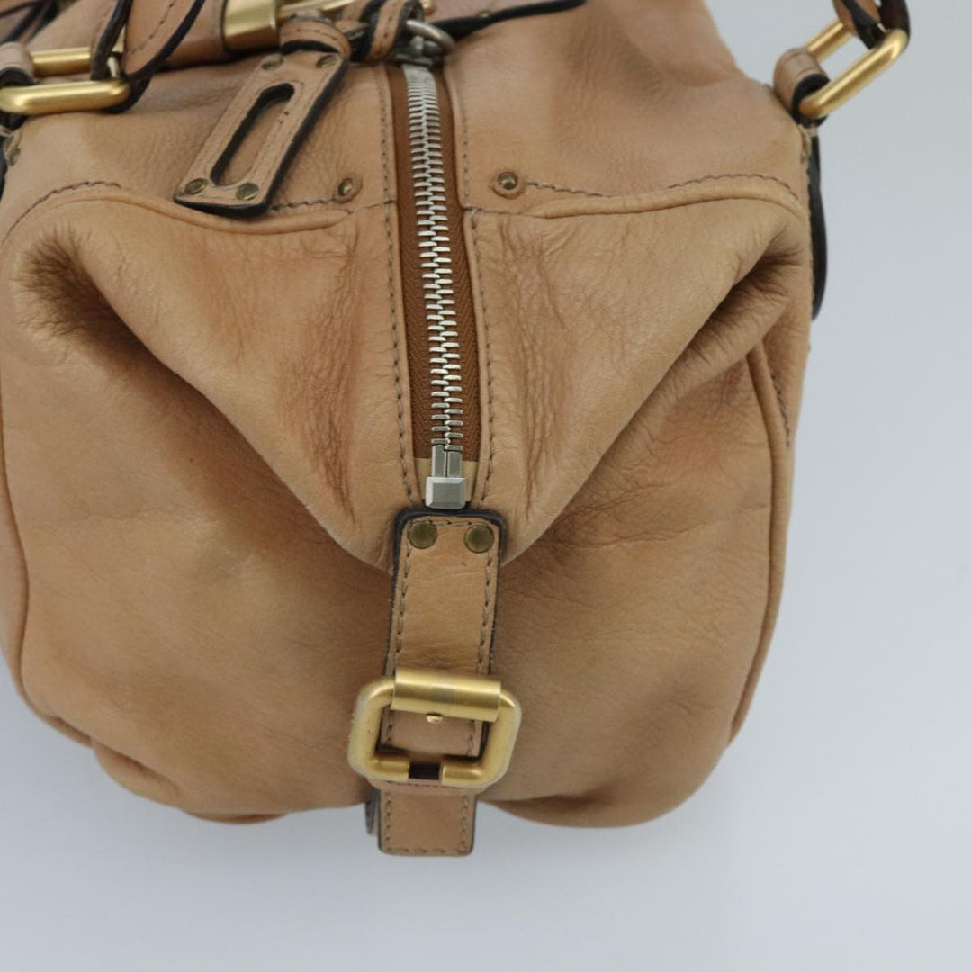 Chloe Paddington Hand Bag Leather Brown Gold Silver am7146