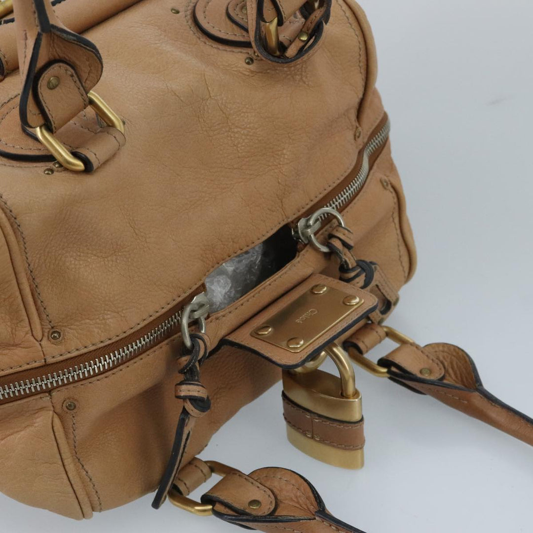 Chloe Paddington Hand Bag Leather Brown Gold Silver am7146
