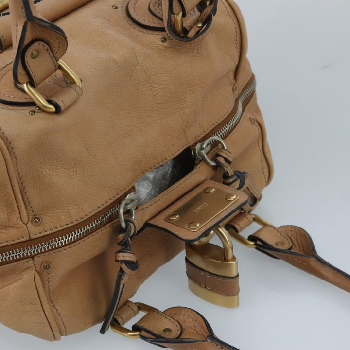 Chloe Paddington Hand Bag Leather Brown Gold Silver am7146