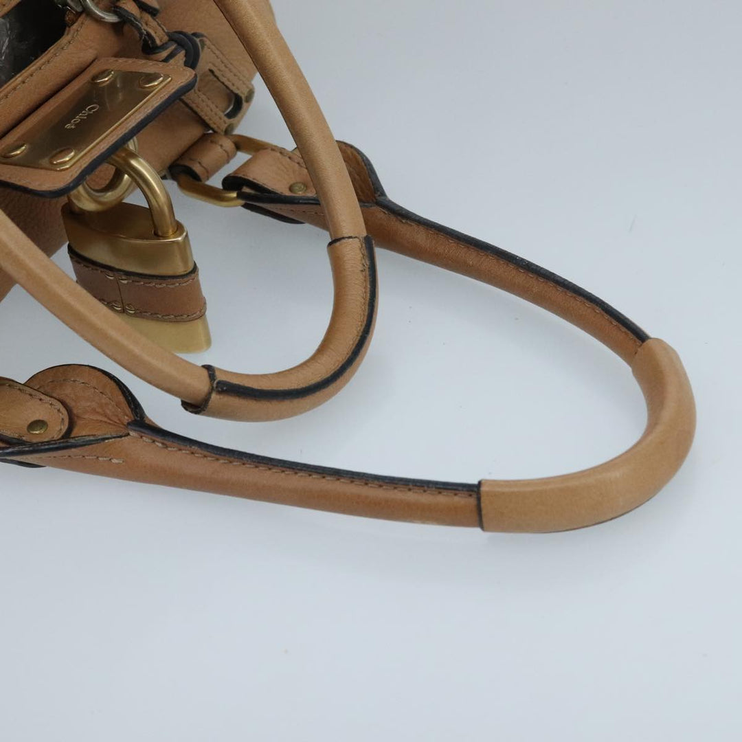 Chloe Paddington Hand Bag Leather Brown Gold Silver am7146