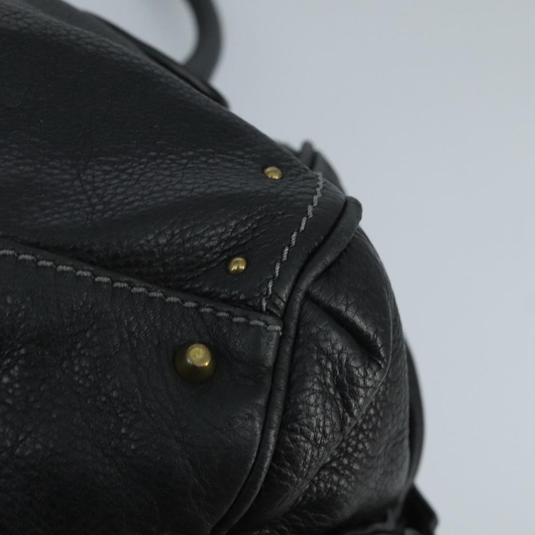 Chloe Paddington Hand Bag Leather Black Gold Silver am7153