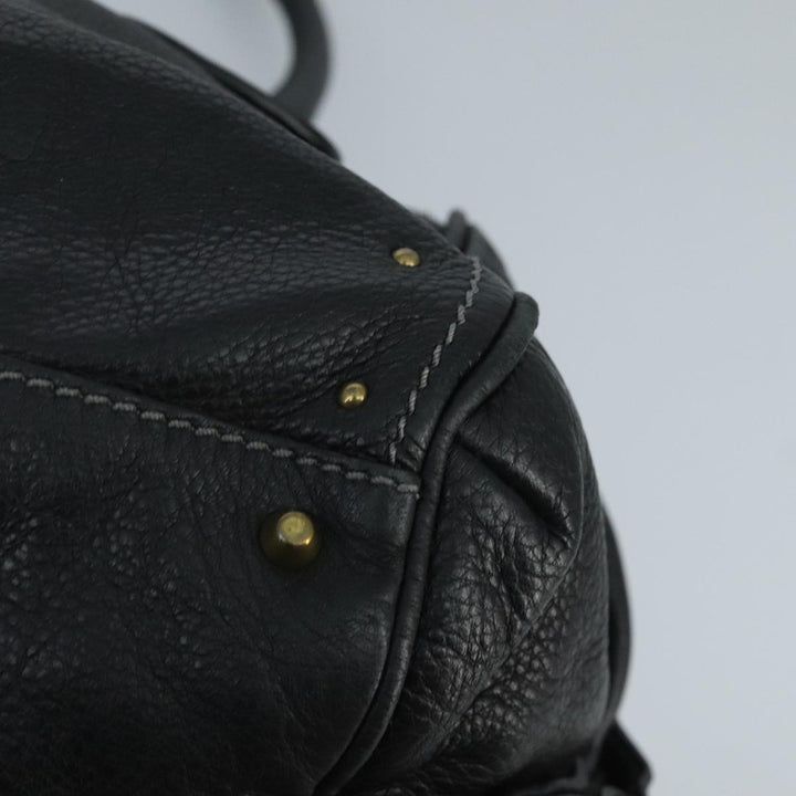 Chloe Paddington Hand Bag Leather Black Gold Silver am7153