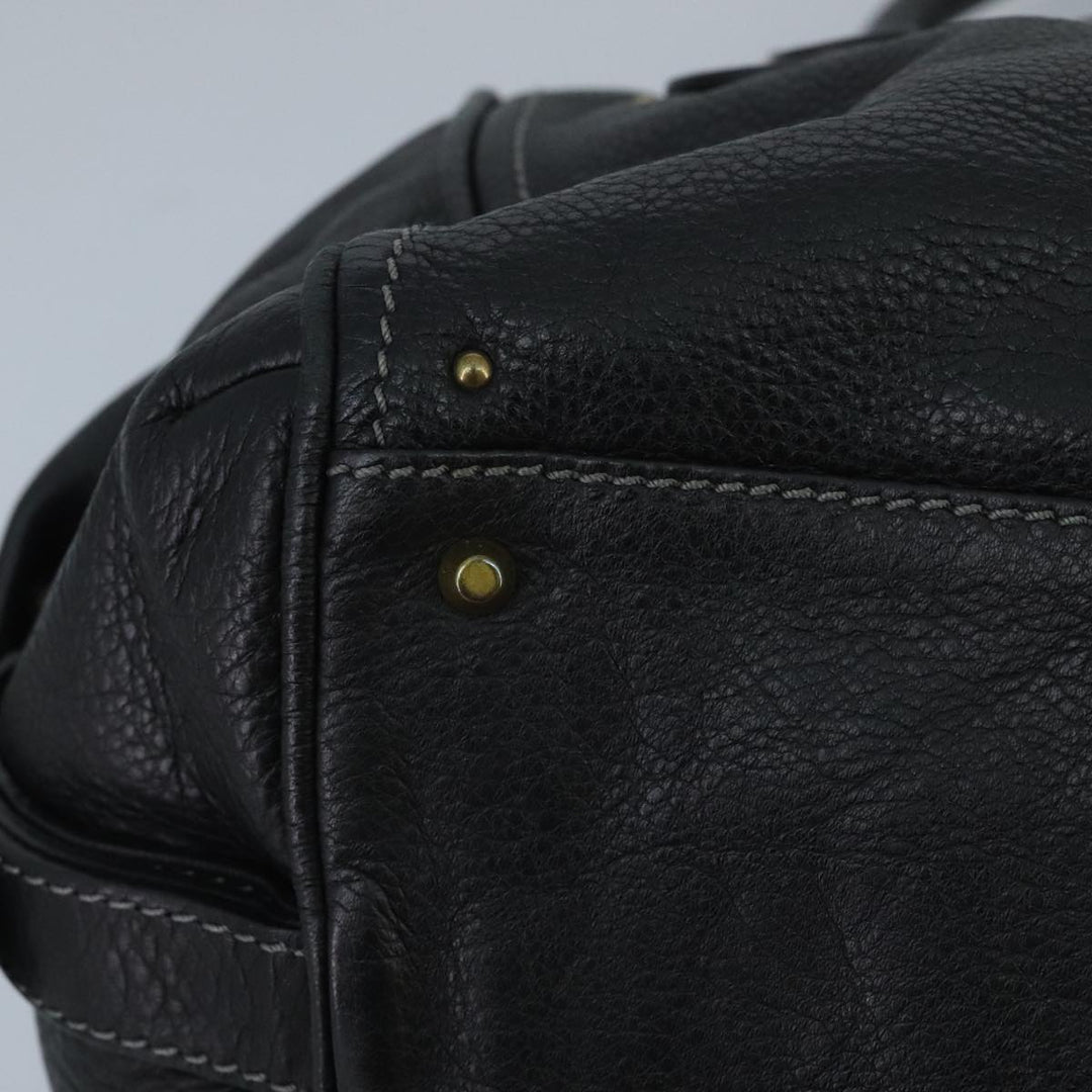 Chloe Paddington Hand Bag Leather Black Gold Silver am7153
