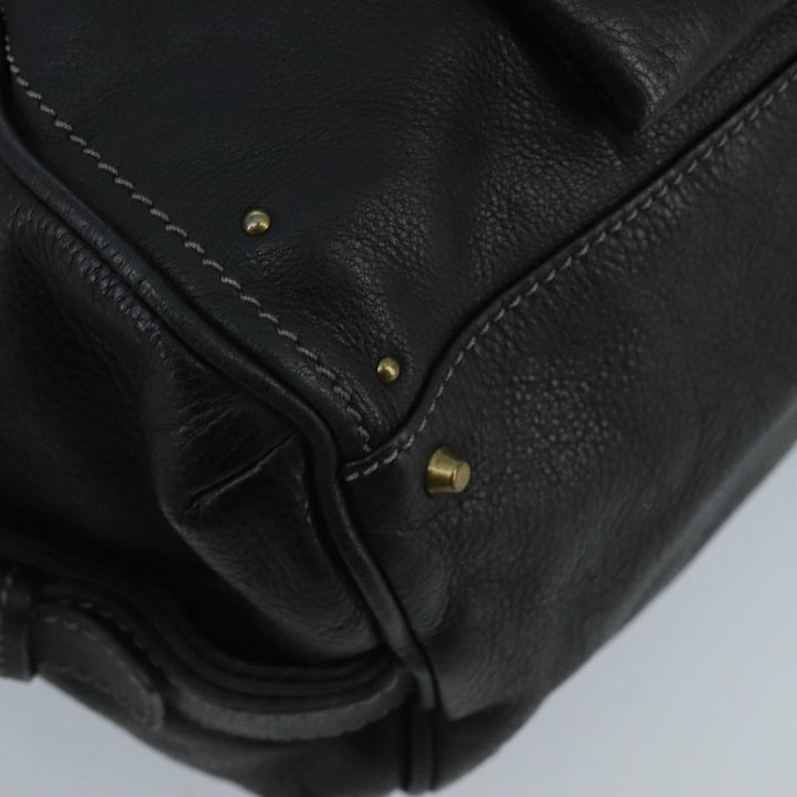 Chloe Paddington Hand Bag Leather Black Gold Silver am7153