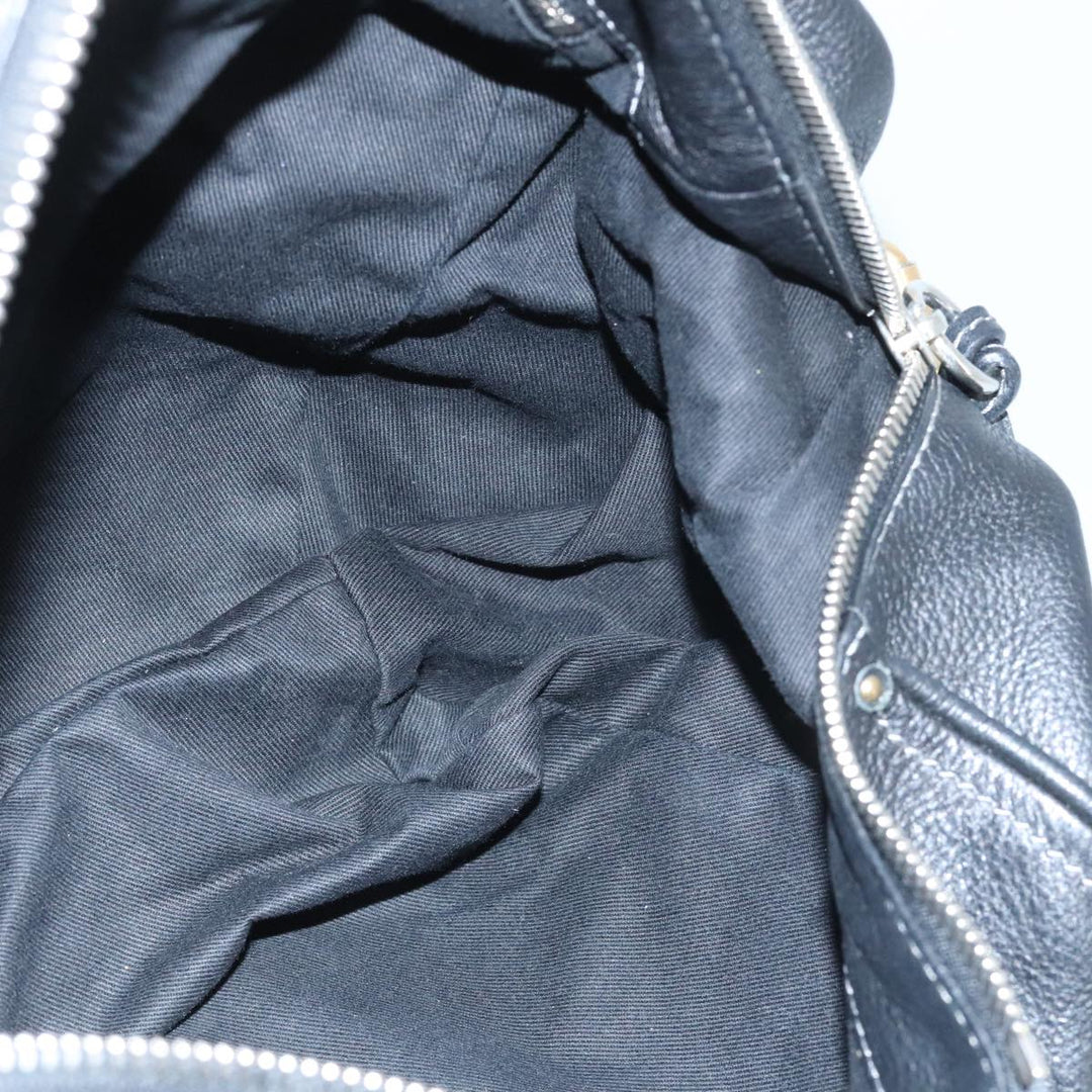 Chloe Paddington Hand Bag Leather Black Gold Silver am7153