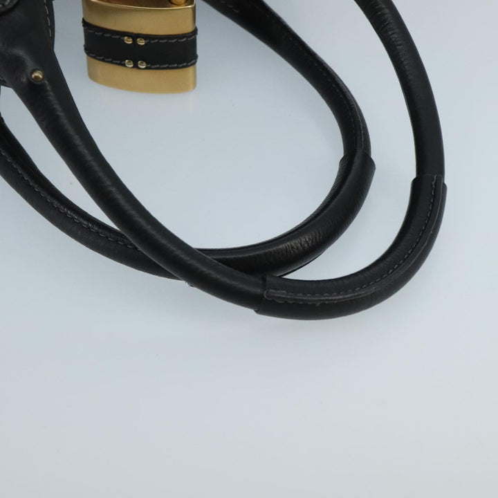 Chloe Paddington Hand Bag Leather Black Gold Silver am7153