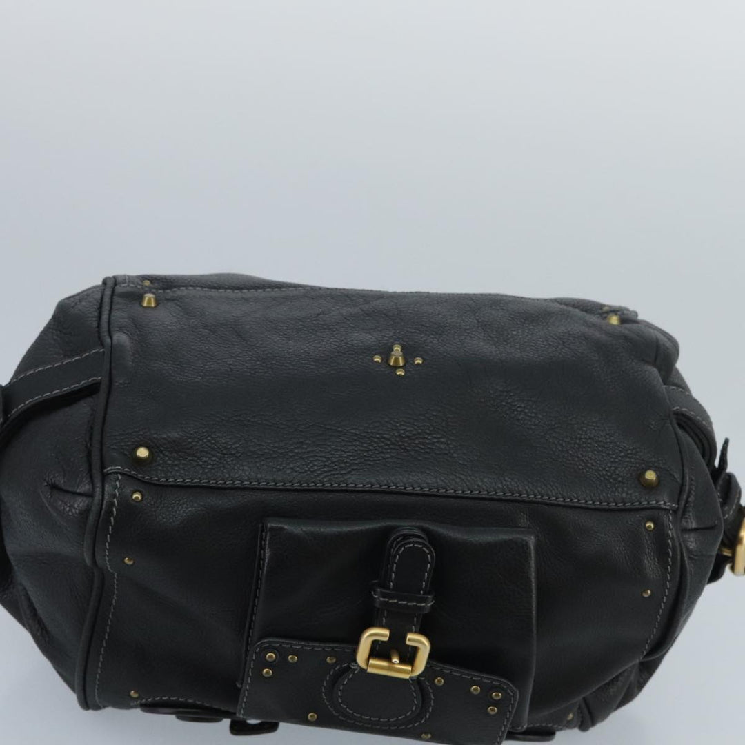 Chloe Paddington Hand Bag Leather Black Gold Silver am7153