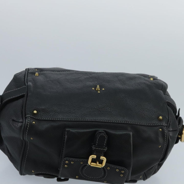 Chloe Paddington Hand Bag Leather Black Gold Silver am7153
