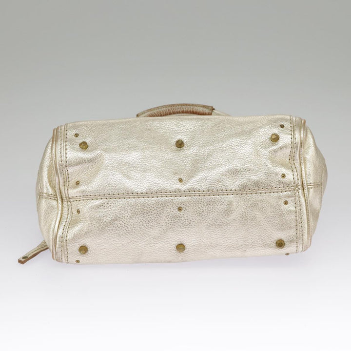 Chloe Paddington Hand Bag Leather Gold Tone Gold Silver am7159