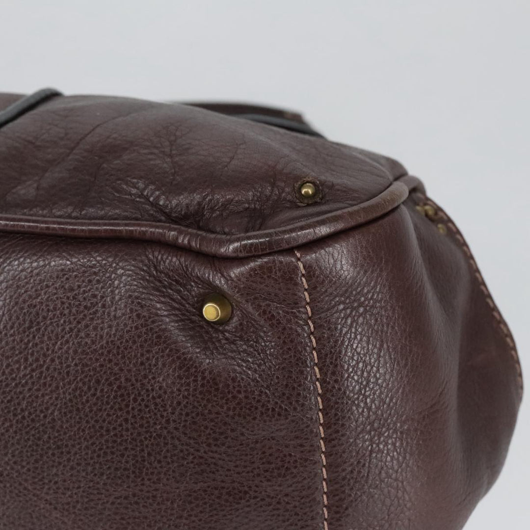 Chloe Paddington Hand Bag Leather Brown Gold Silver am7160
