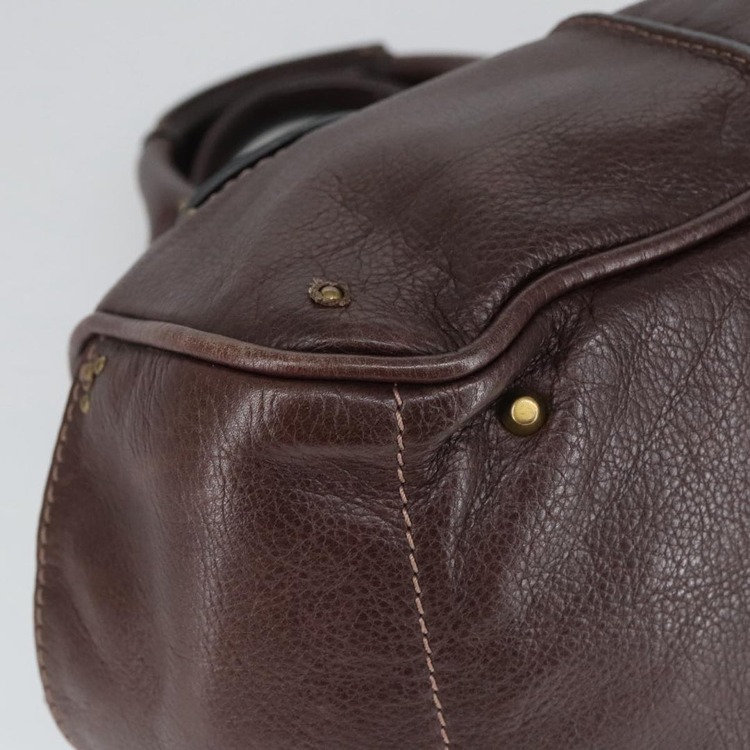 Chloe Paddington Hand Bag Leather Brown Gold Silver am7160