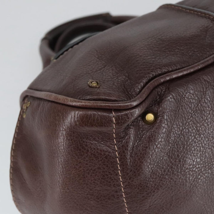 Chloe Paddington Hand Bag Leather Brown Gold Silver am7160