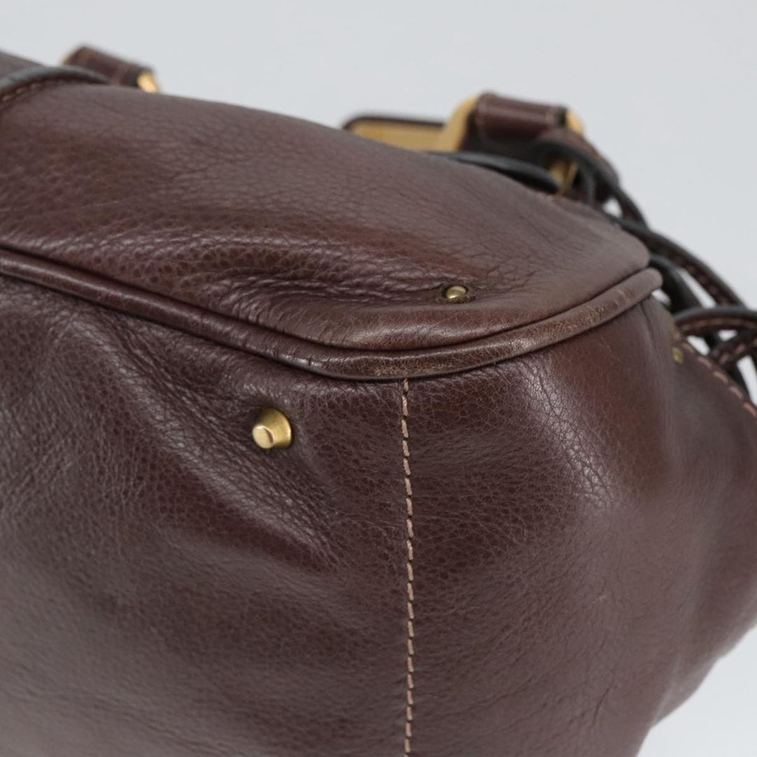 Chloe Paddington Hand Bag Leather Brown Gold Silver am7160
