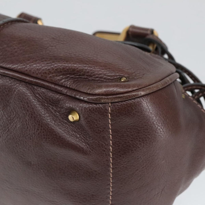 Chloe Paddington Hand Bag Leather Brown Gold Silver am7160