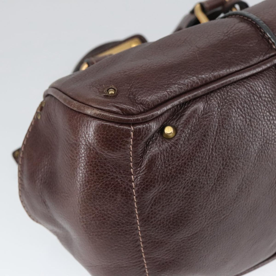 Chloe Paddington Hand Bag Leather Brown Gold Silver am7160