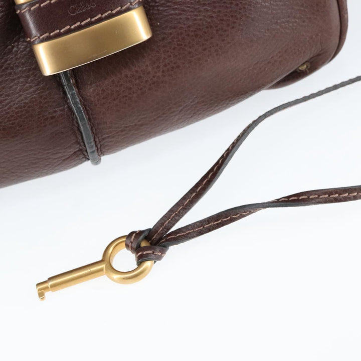 Chloe Paddington Hand Bag Leather Brown Gold Silver am7160