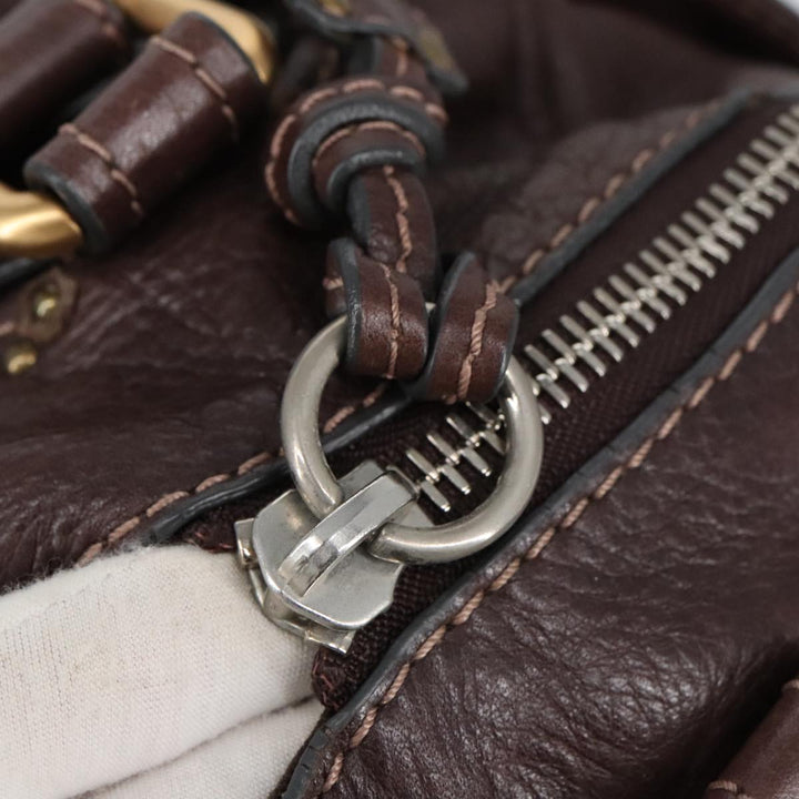 Chloe Paddington Hand Bag Leather Brown Gold Silver am7160