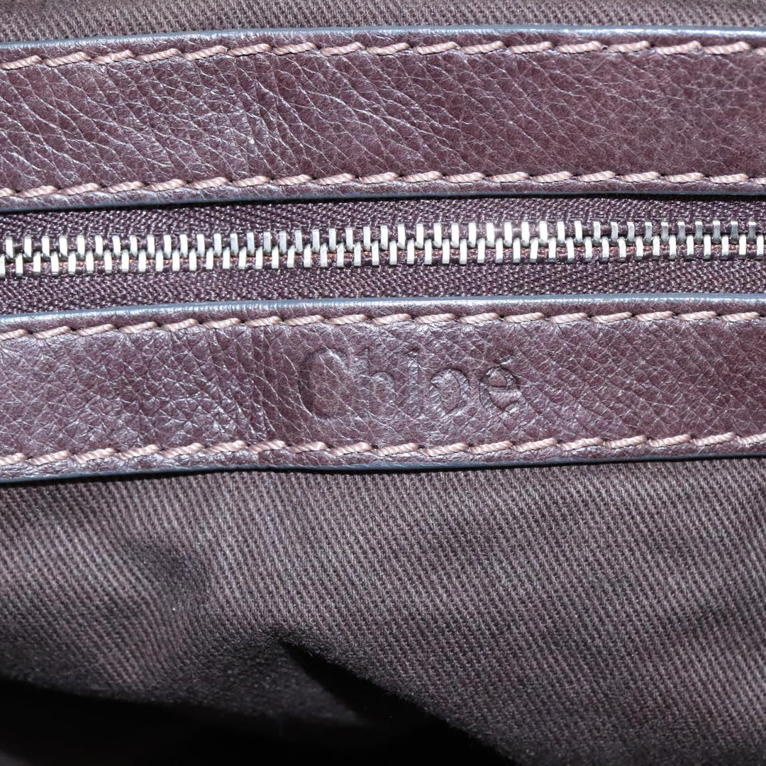 Chloe Paddington Hand Bag Leather Brown Gold Silver am7160