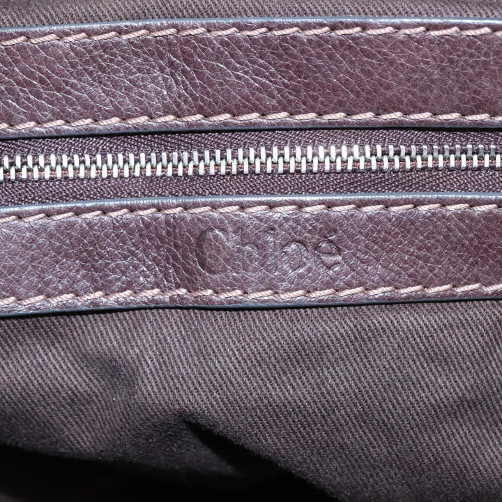 Chloe Paddington Hand Bag Leather Brown Gold Silver am7160
