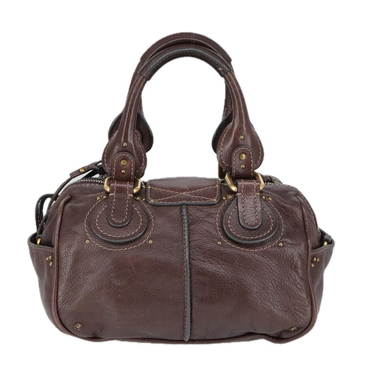 Chloe Paddington Hand Bag Leather Brown Gold Silver am7160