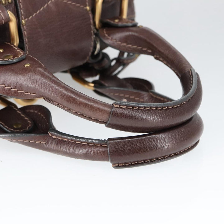 Chloe Paddington Hand Bag Leather Brown Gold Silver am7160