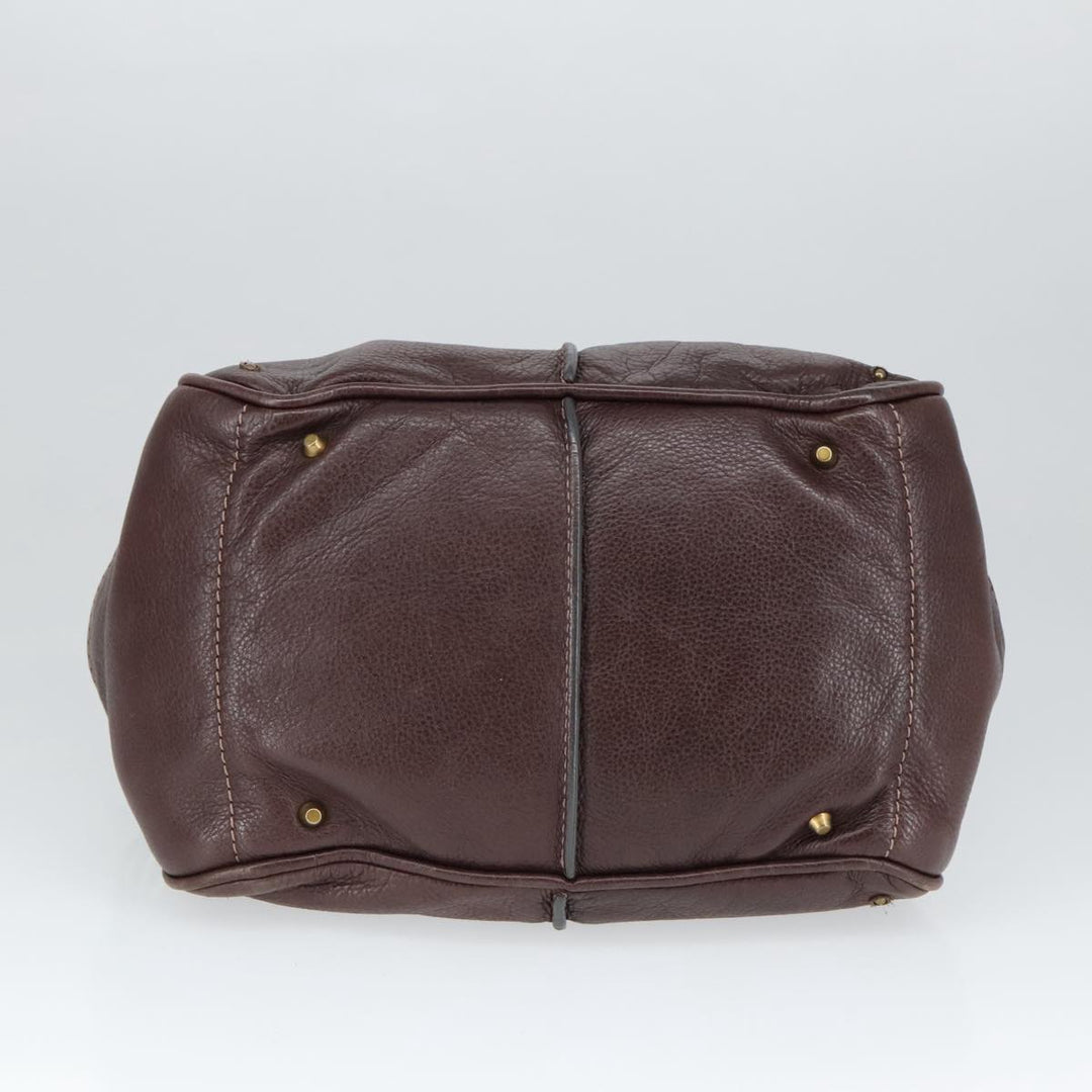 Chloe Paddington Hand Bag Leather Brown Gold Silver am7160