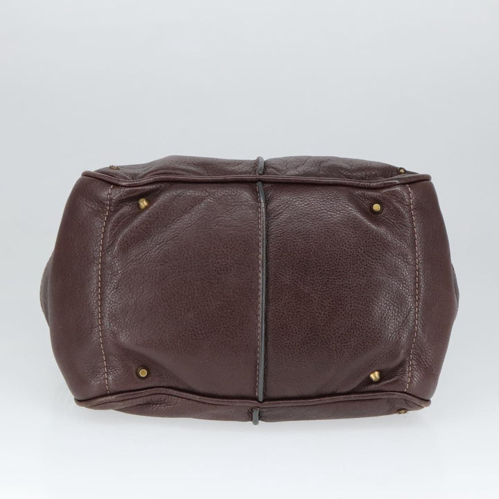 Chloe Paddington Hand Bag Leather Brown Gold Silver am7160