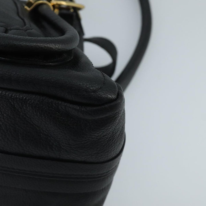 Chloe Paraty Hand Bag Leather 2way Black Gold am7170