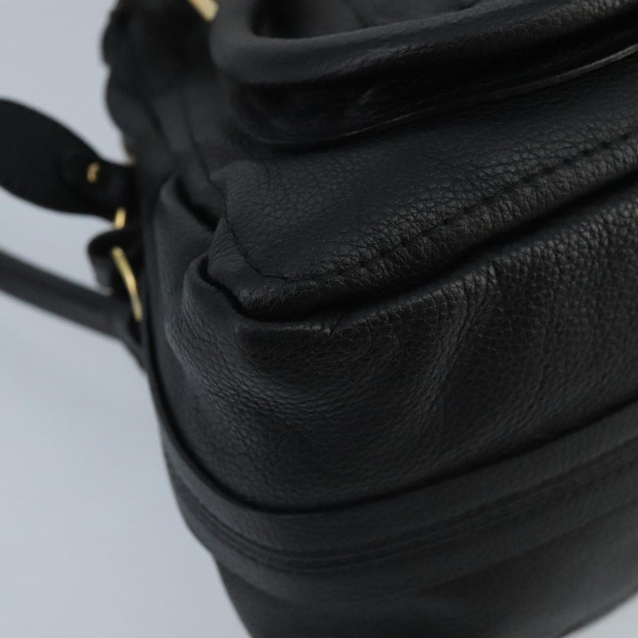 Chloe Paraty Hand Bag Leather 2way Black Gold am7170