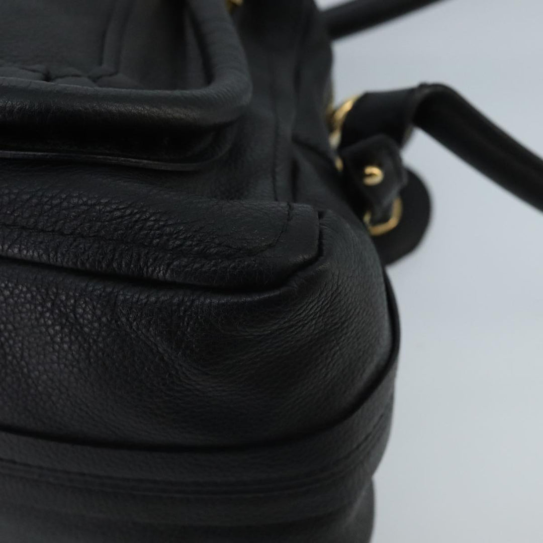 Chloe Paraty Hand Bag Leather 2way Black Gold am7170