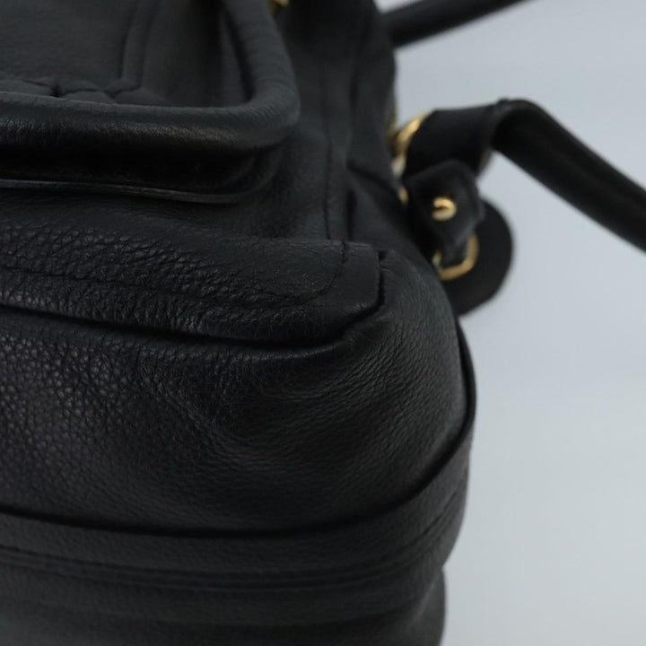 Chloe Paraty Hand Bag Leather 2way Black Gold am7170