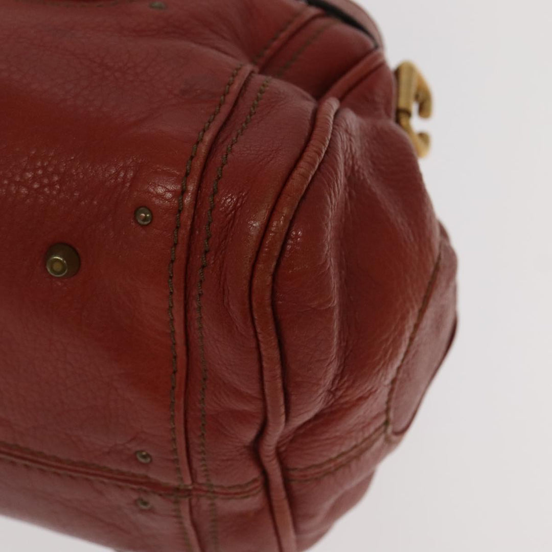 Chloe Paddington Hand Bag Leather Brown Gold Silver am7171