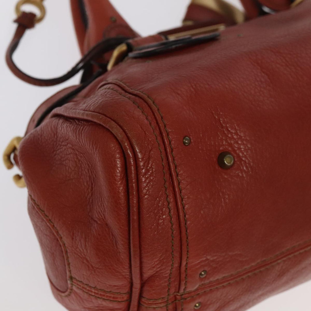 Chloe Paddington Hand Bag Leather Brown Gold Silver am7171