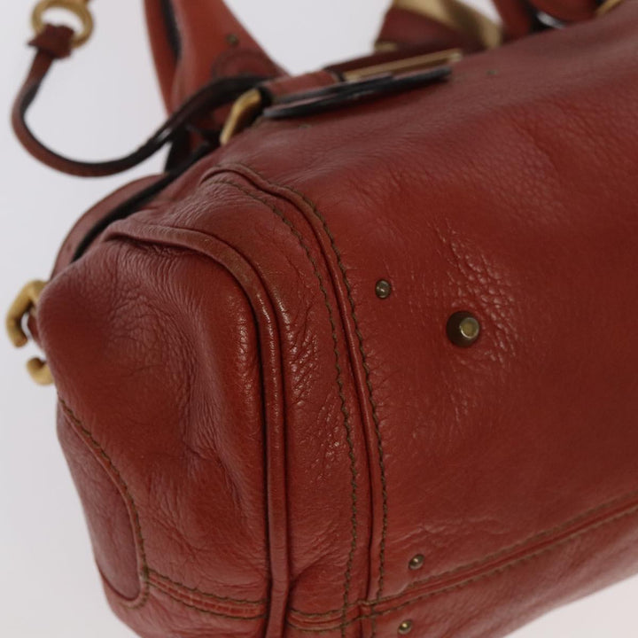 Chloe Paddington Hand Bag Leather Brown Gold Silver am7171