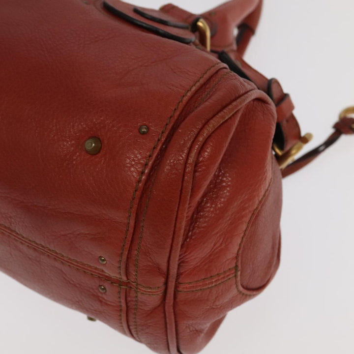 Chloe Paddington Hand Bag Leather Brown Gold Silver am7171