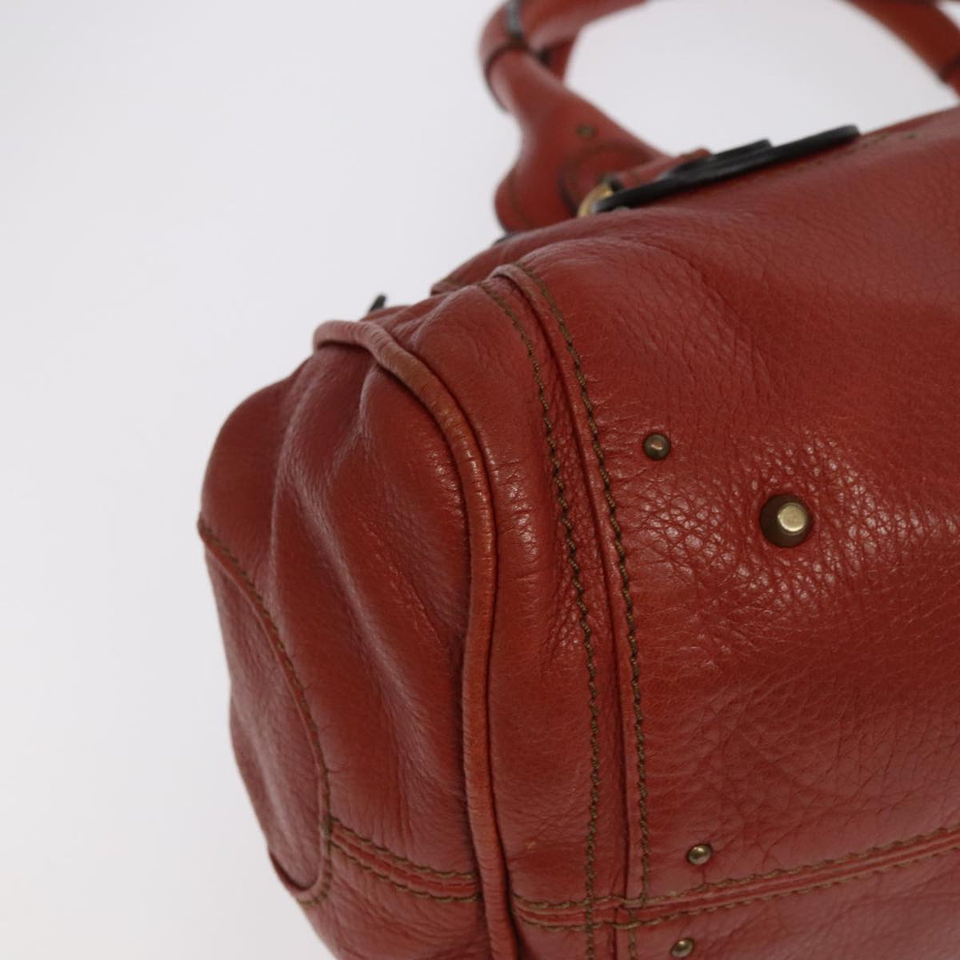 Chloe Paddington Hand Bag Leather Brown Gold Silver am7171